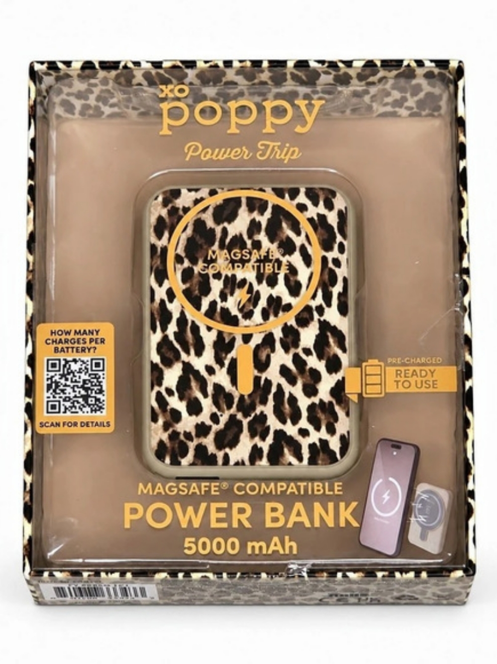 Poppy Power Trip MagSafe-Compatible Power Bank 5000 mAh Leopard 5000mAh